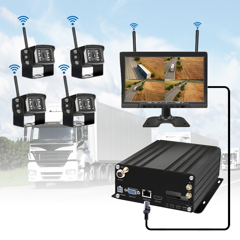 10.1 လက်မ 4CH ကြိုးမဲ့ HDD မိုဘိုင်း NVR စနစ်