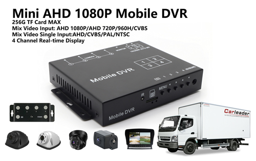 HD ကင်မရာ 4 လုံးပါသော 4CH Mini AHD 1080P မိုဘိုင်း DVR Kit