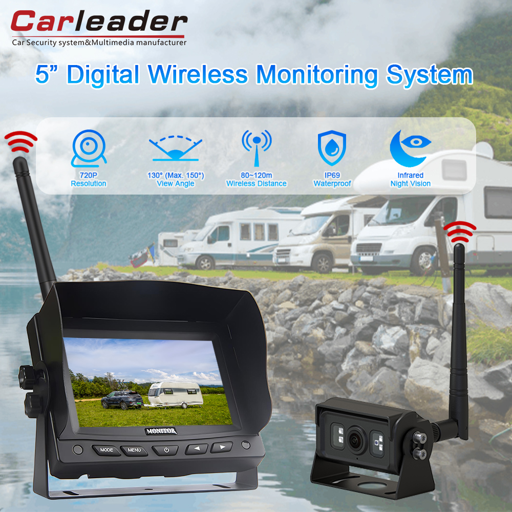 Carleader 5 လက်မအရွယ် 2.4G LCD TFT ဒီဂျစ်တယ်ကြိုးမဲ့ကင်မရာစနစ်နှင့်အတူစမတ်စောင့်ကြည့်လေ့လာခြင်းသို့အဆင့်မြှင့်ပါ