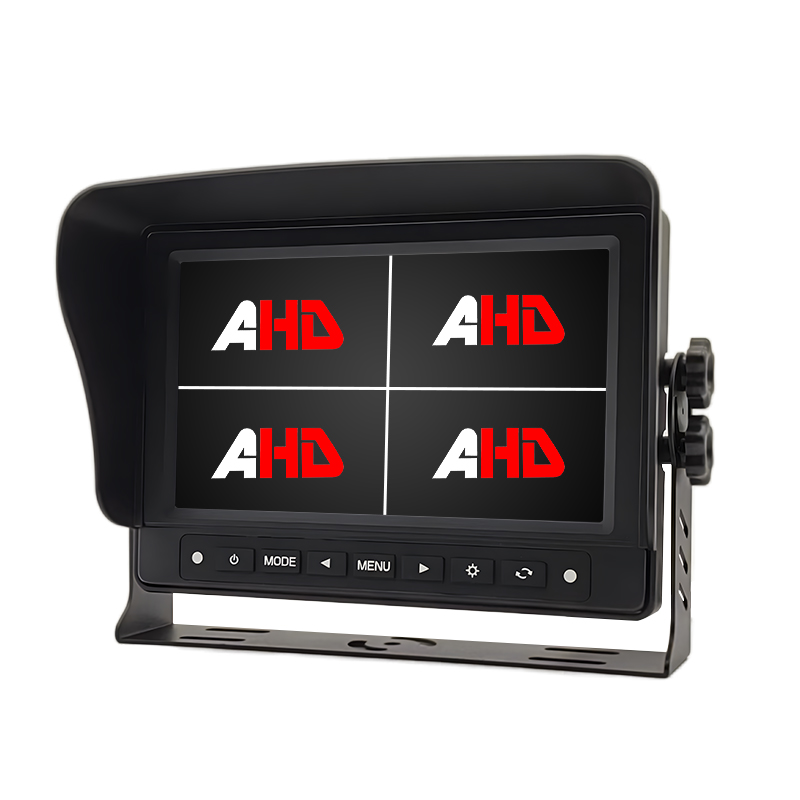 Carleader 7 လက်မ ရေစိမ်ခံ Quad View Heavy Duty Vehicle Monitor ကို Bulge Button များဖြင့်
