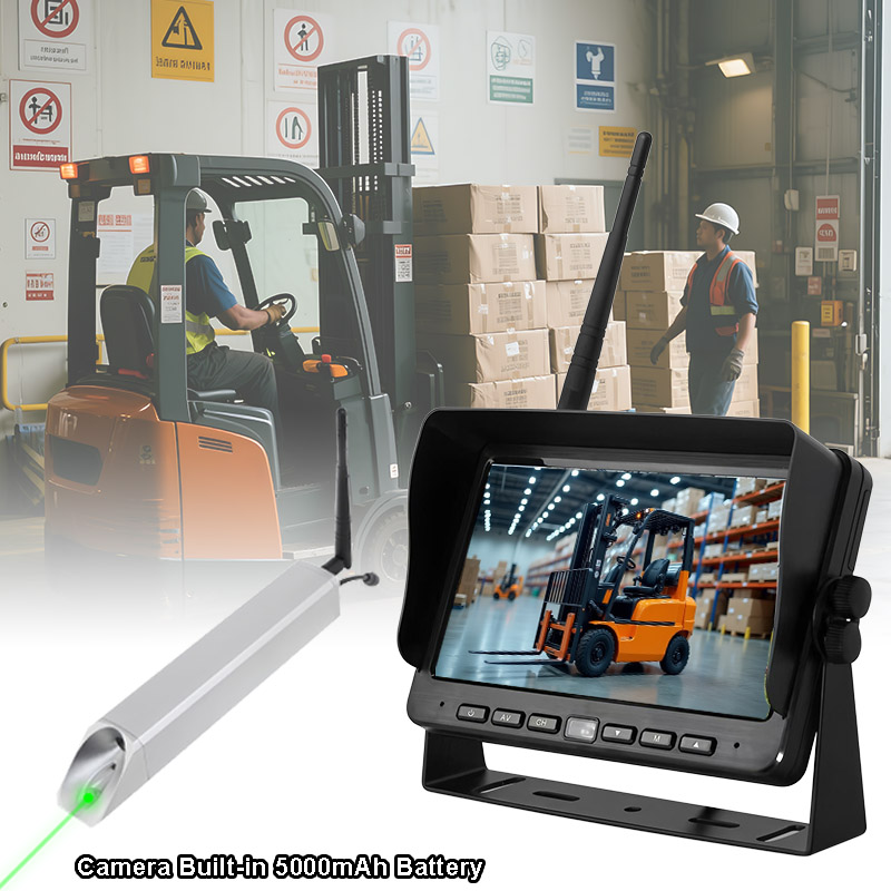 Carleader Wireless Rechargeable Forklift Camera System သည် Laser Positioning ကို ပံ့ပိုးပေးသည်။