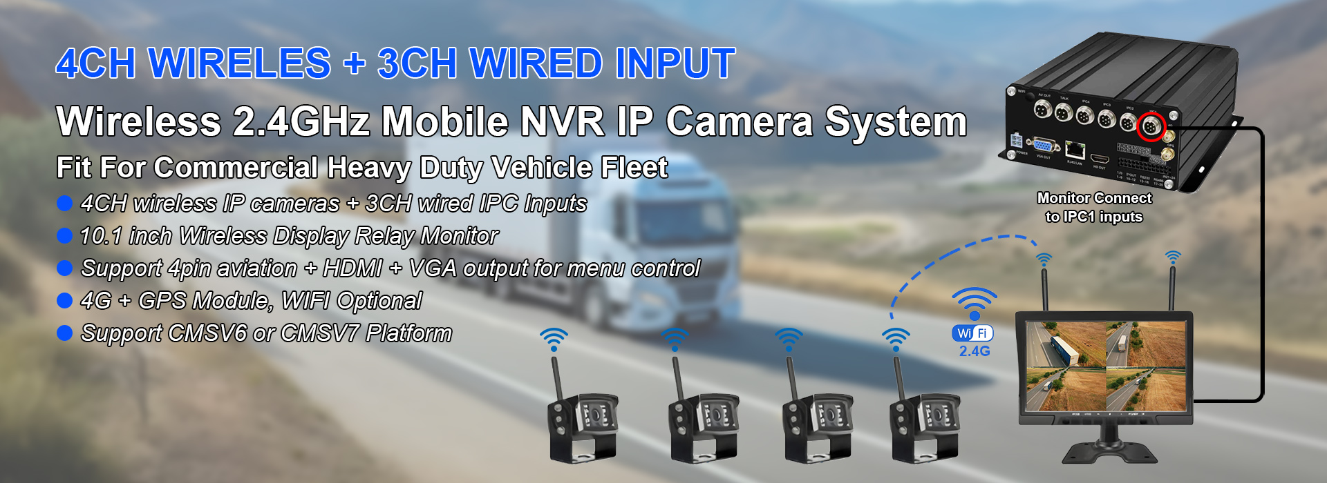 7CH Wireless 2.4GHz Mobile NVR IP Camera စနစ်