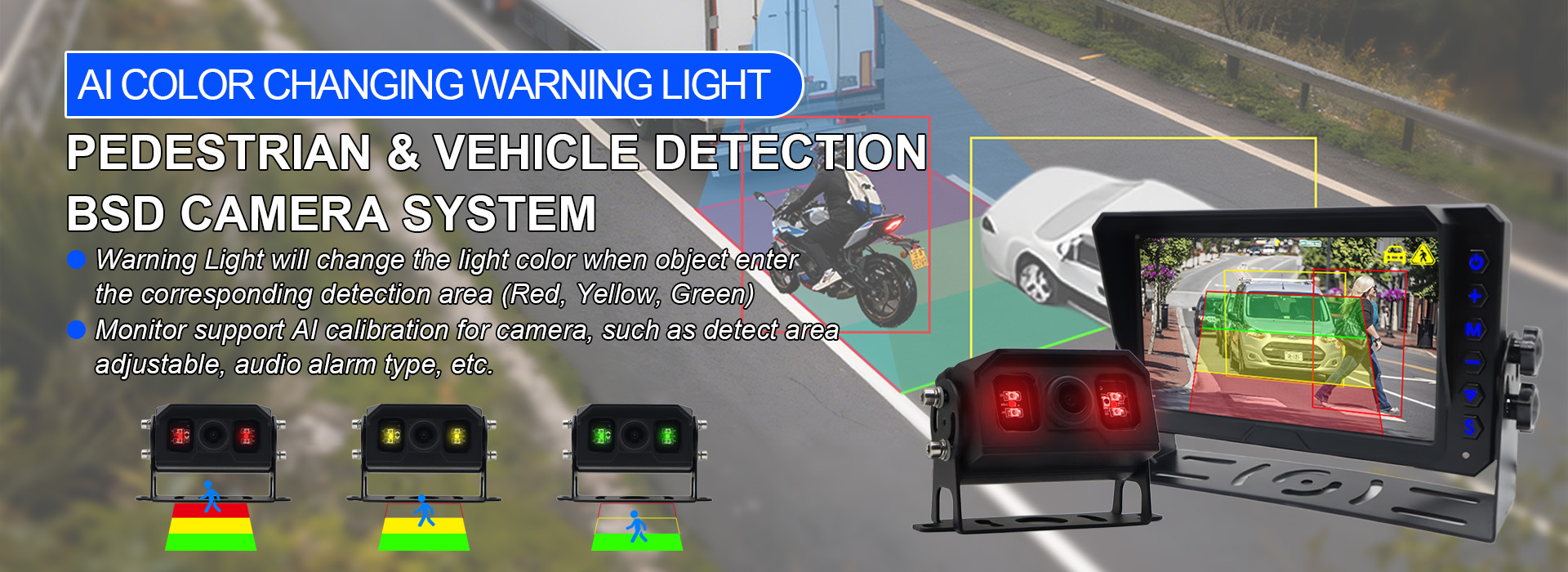 AI Blind Spot Detection System သည် အရောင်ပြောင်းခြင်းသတိပေးချက်အလင်း