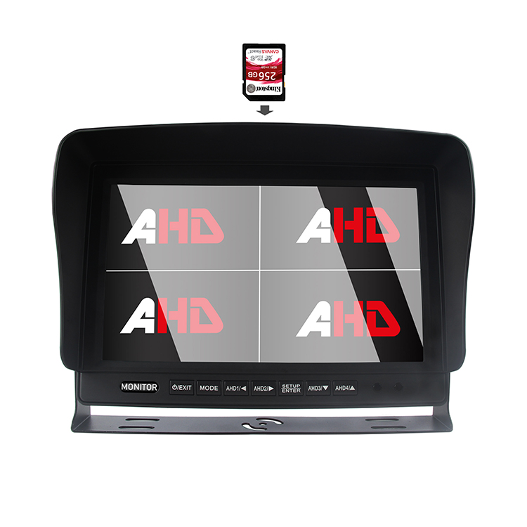 Carleader 10.1 လက်မ AHD Quad Split Display SD DVR ယာဉ်မော်နီတာ