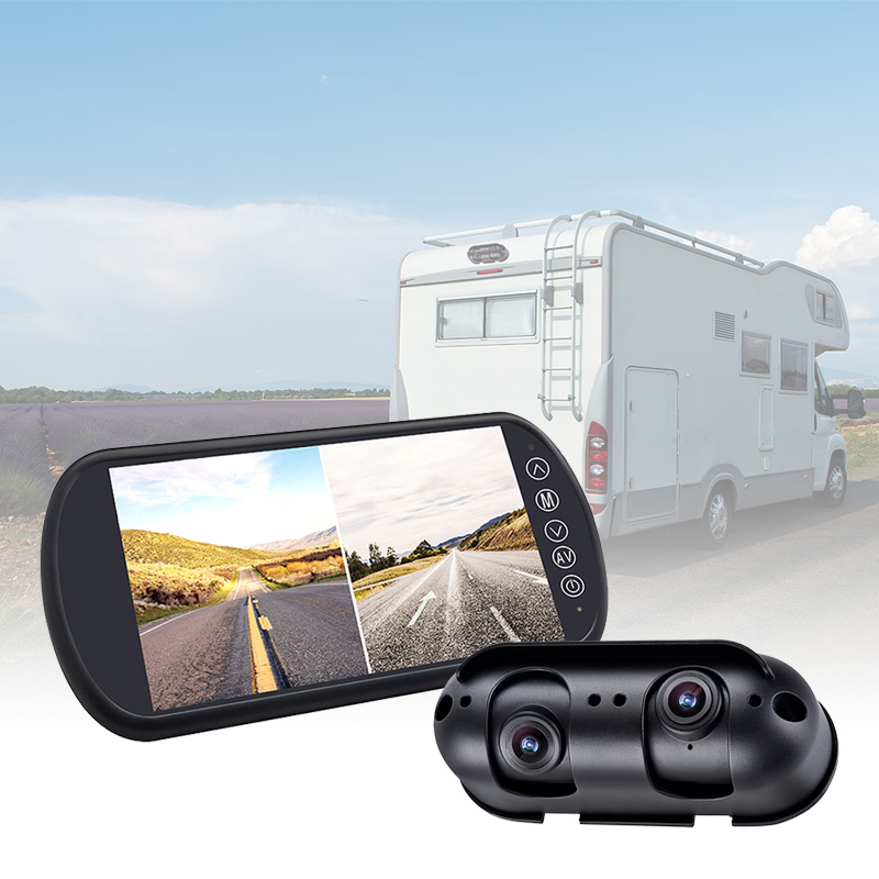 Carleader 7 လက်မ Dual Lens Split View MIrror Monitor စနစ်ဖြင့် သင်၏ RV / Motothome ကို ကာကွယ်ပါ