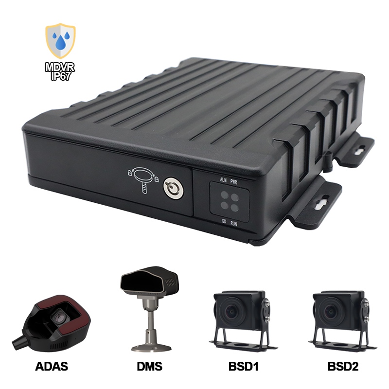 4Ch IP67 ရေစိုခံ Ai SD Mobile DVR Suppr. Adas + DMS + BSD
