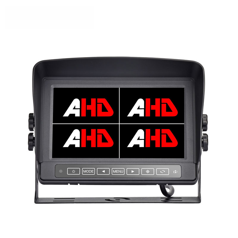 7 လက်မ ရေစိုခံ AHD Quad Monitor သည် သတ္တုအိမ်နှင့် ထိတွေ့ထိန်းချုပ်မှုများပါရှိသည်။