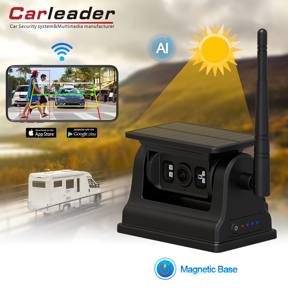 Magnetic Base ပါသော AI Detection Solar Powered Rechargeable Reversing WIFI Camera