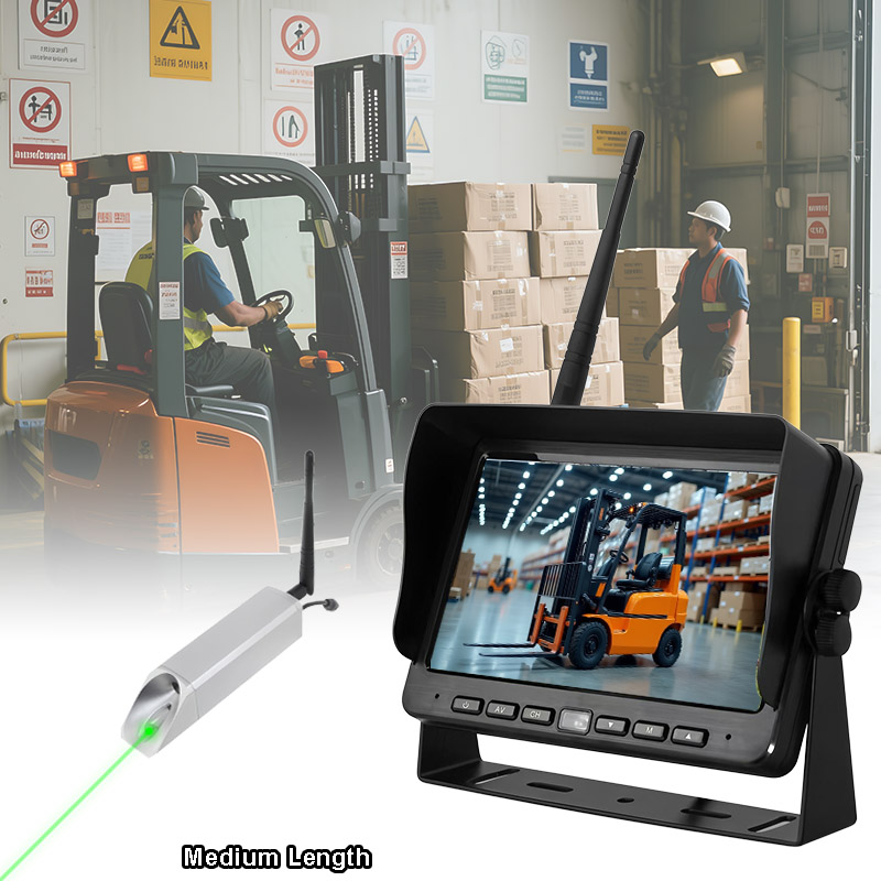 Wireless Magnetic Forklift Camera System သည် အလယ်အလတ်အရွယ်အစား Laser Positioning ကို ထောက်ပံ့ပေးသည်။